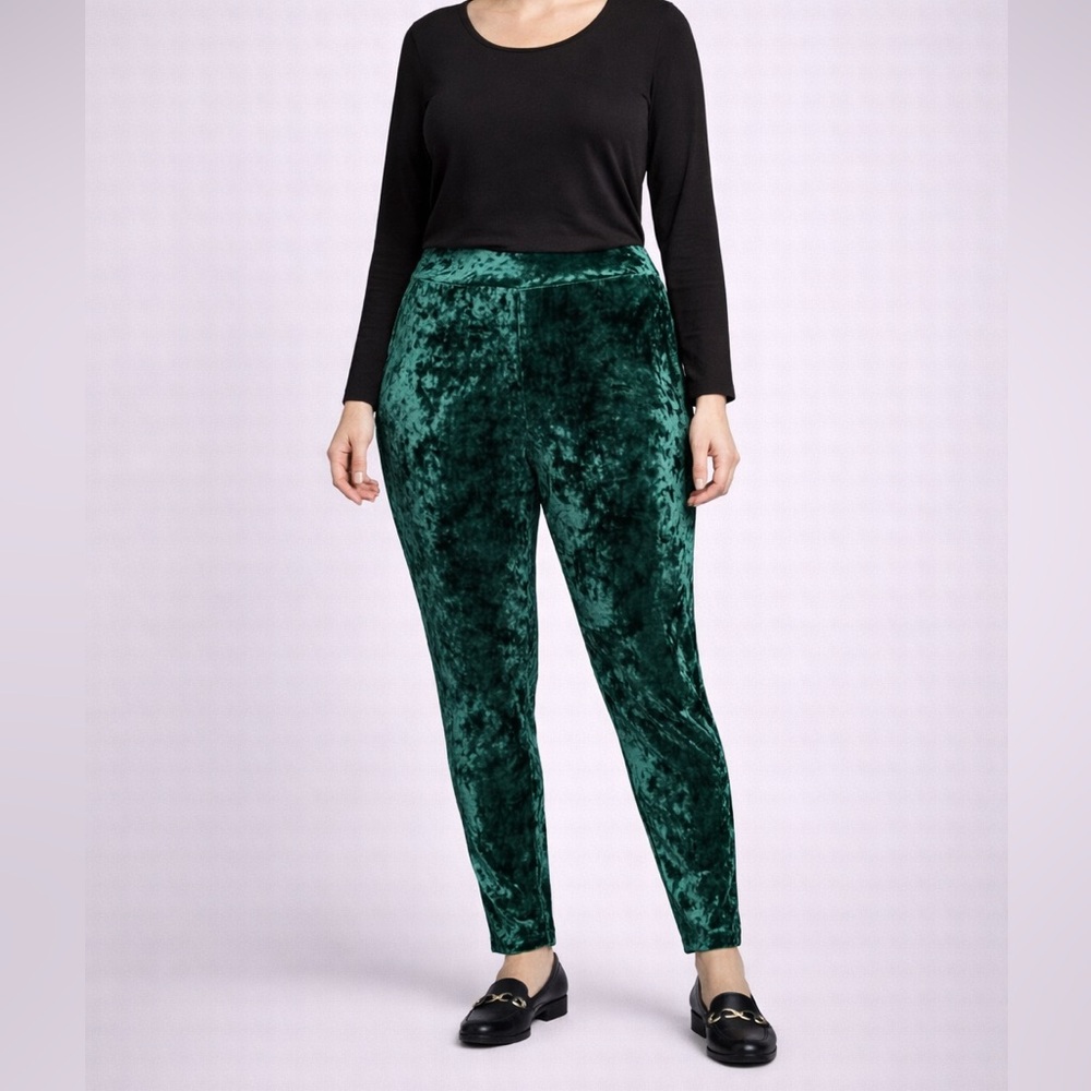 Torrid Women’s 5X Jewel Tone Green Crushed Velvet Pants Opulence Holiday Chic